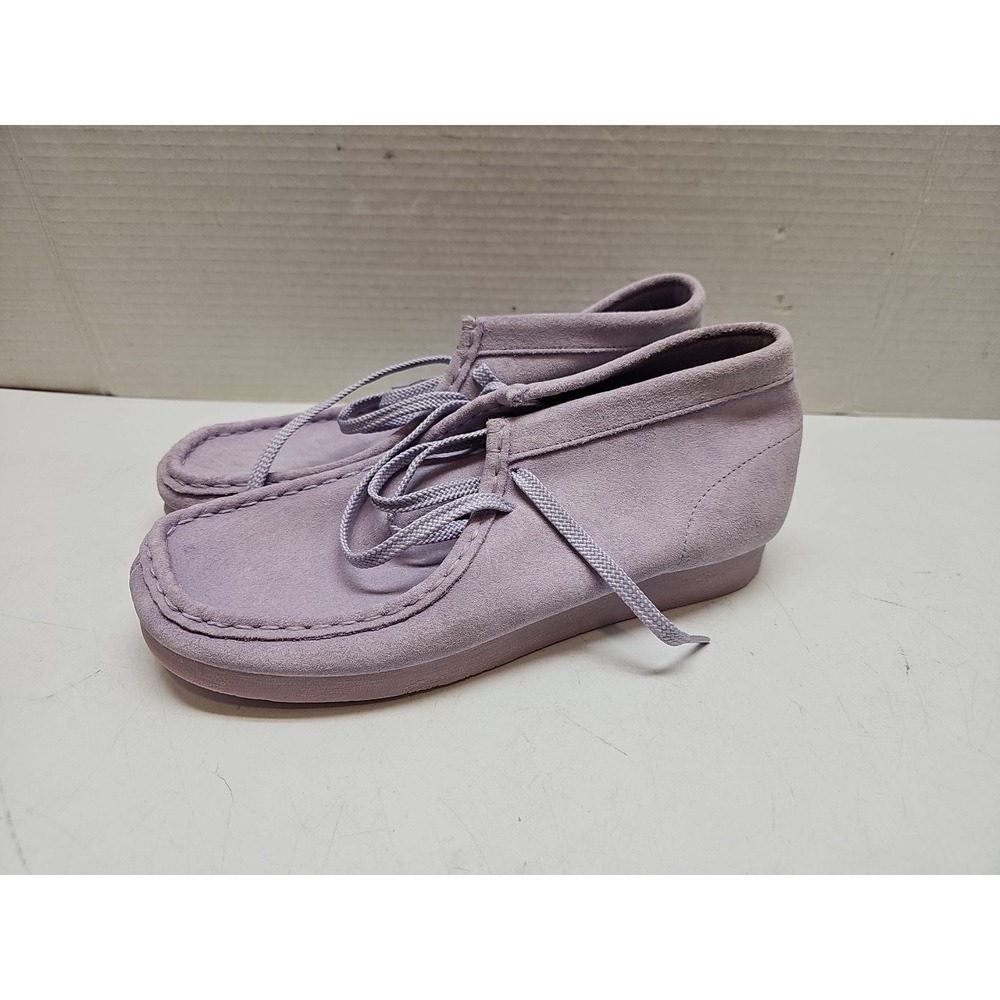 Clarks Originals Wallabeebooto Kids Lilac Suede Lace Up Low Top‎  Sneakers